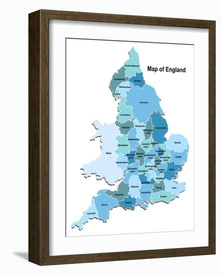 Map Of England-Vlada13-Framed Art Print