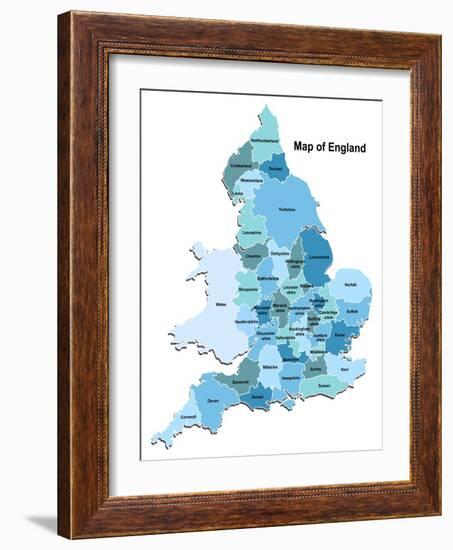 Map Of England-Vlada13-Framed Art Print