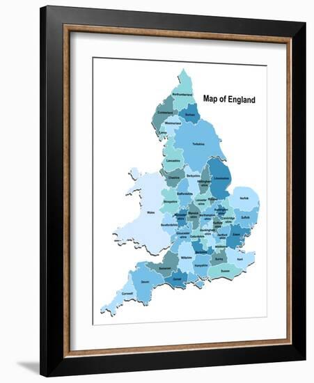 Map Of England-Vlada13-Framed Art Print