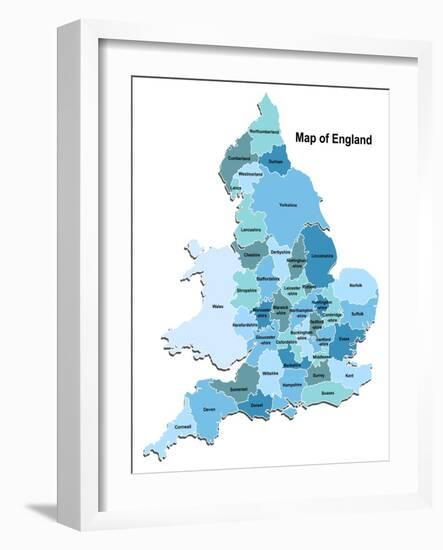 Map Of England-Vlada13-Framed Art Print