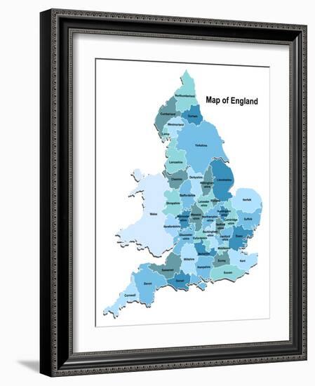 Map Of England-Vlada13-Framed Art Print