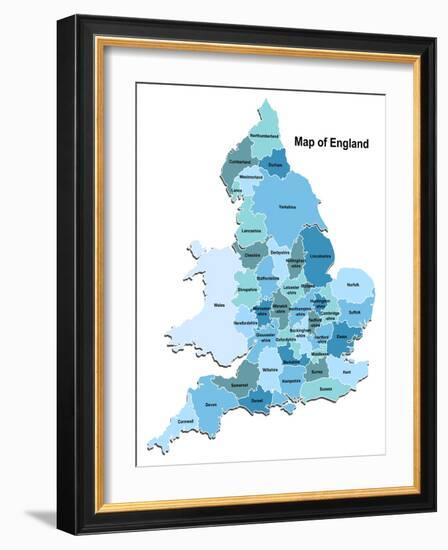 Map Of England-Vlada13-Framed Art Print