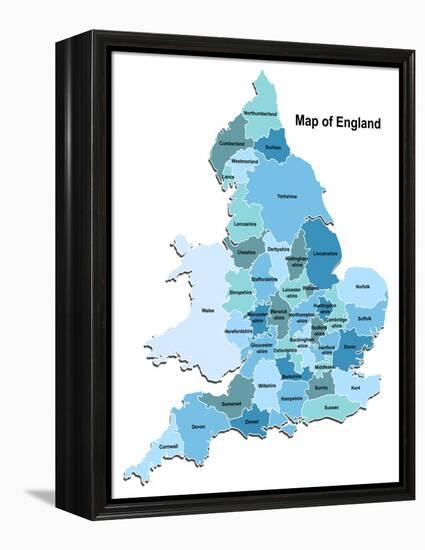 Map Of England-Vlada13-Framed Stretched Canvas