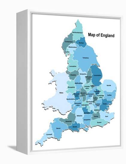 Map Of England-Vlada13-Framed Stretched Canvas