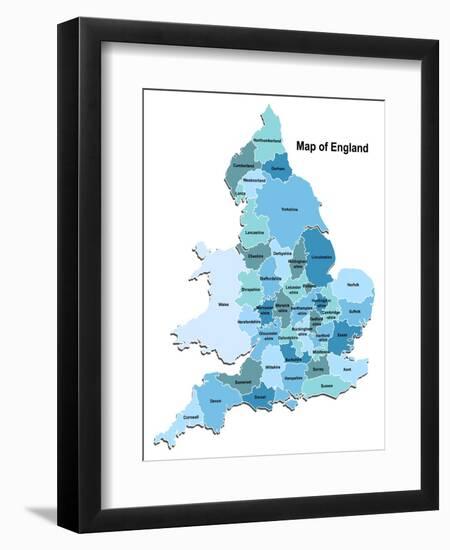 Map Of England-Vlada13-Framed Premium Giclee Print