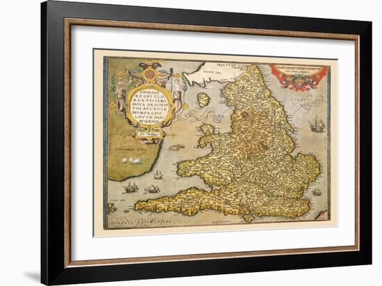 Map of England-Abraham Ortelius-Framed Art Print