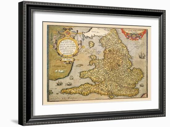 Map of England-Abraham Ortelius-Framed Art Print