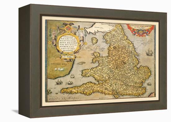 Map of England-Abraham Ortelius-Framed Stretched Canvas