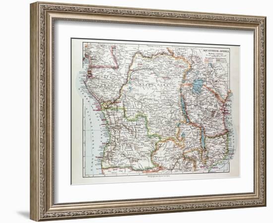 Map of Equatorial Africa the Republic of Mozambique the Republic of Angola Uganda Kenya 1899-null-Framed Giclee Print