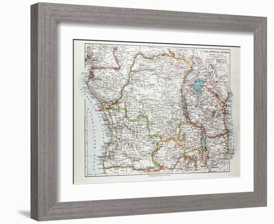 Map of Equatorial Africa the Republic of Mozambique the Republic of Angola Uganda Kenya 1899-null-Framed Giclee Print