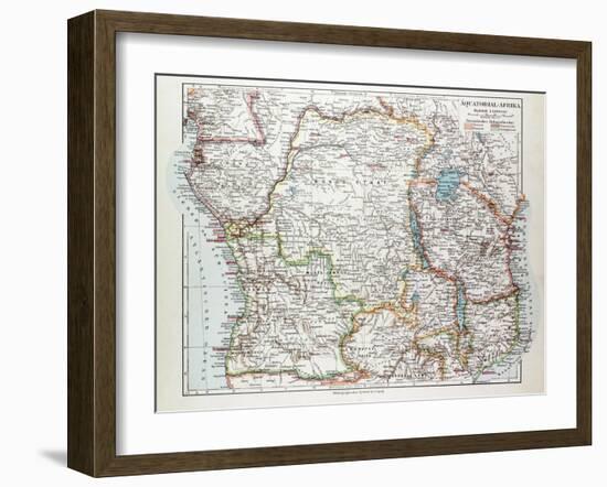Map of Equatorial Africa the Republic of Mozambique the Republic of Angola Uganda Kenya 1899-null-Framed Giclee Print