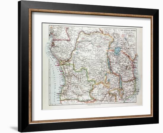 Map of Equatorial Africa the Republic of Mozambique the Republic of Angola Uganda Kenya 1899-null-Framed Giclee Print