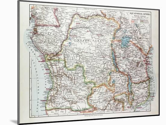 Map of Equatorial Africa the Republic of Mozambique the Republic of Angola Uganda Kenya 1899-null-Mounted Giclee Print