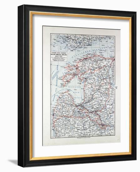 Map of Estland Letland Lithuania 1899-null-Framed Giclee Print