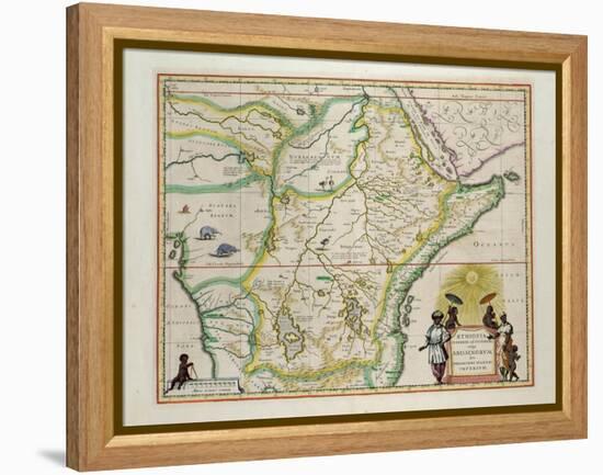 Map of Ethiopia Showing Five African States, c.1690 G. Blaeu's "Grooten Atlas" of 1648-65-null-Framed Premier Image Canvas