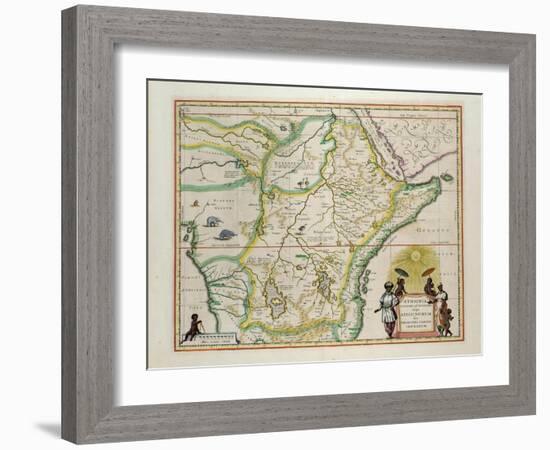 Map of Ethiopia Showing Five African States, c.1690 G. Blaeu's "Grooten Atlas" of 1648-65-null-Framed Giclee Print