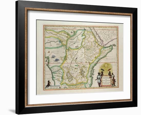 Map of Ethiopia Showing Five African States, c.1690 G. Blaeu's "Grooten Atlas" of 1648-65-null-Framed Giclee Print