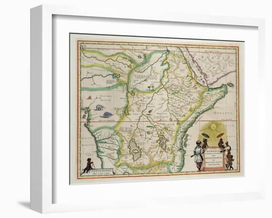 Map of Ethiopia Showing Five African States, c.1690 G. Blaeu's "Grooten Atlas" of 1648-65-null-Framed Giclee Print