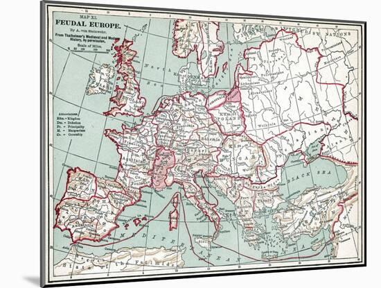 Map Of Europe, 12Th Century-null-Mounted Giclee Print