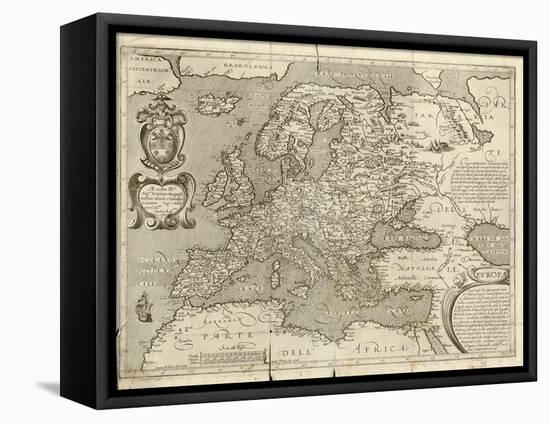 Map of Europe, 1600-Science Source-Framed Premier Image Canvas