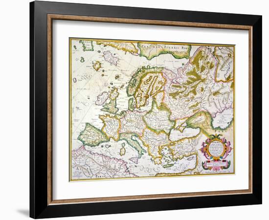 Map Of Europe, 1623-Jodocus Hondius-Framed Giclee Print