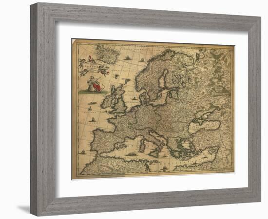 Map of Europe, 1700-Science Source-Framed Giclee Print
