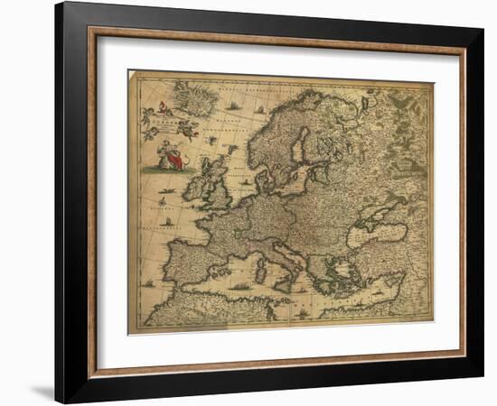 Map of Europe, 1700-Science Source-Framed Giclee Print