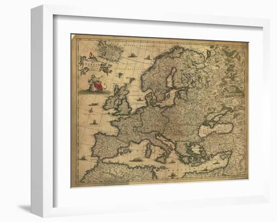 Map of Europe, 1700-Science Source-Framed Giclee Print