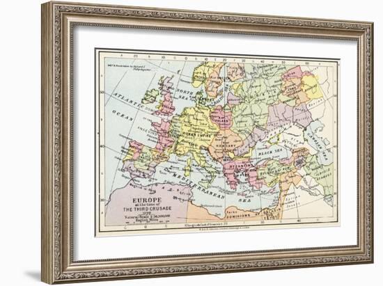 Map of Europe at the Time of the Third Crusade, 1190, from 'Historical Atla-English School-Framed Giclee Print