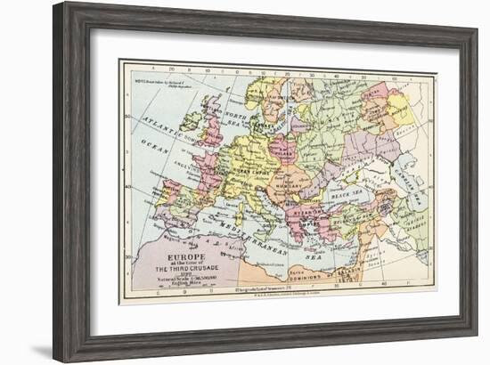 Map of Europe at the Time of the Third Crusade, 1190, from 'Historical Atla-English School-Framed Giclee Print