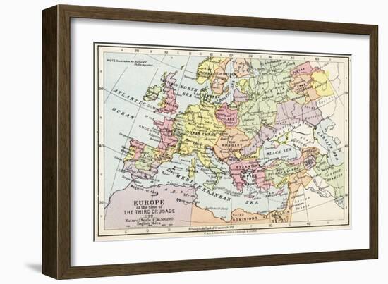 Map of Europe at the Time of the Third Crusade, 1190, from 'Historical Atla-English School-Framed Giclee Print