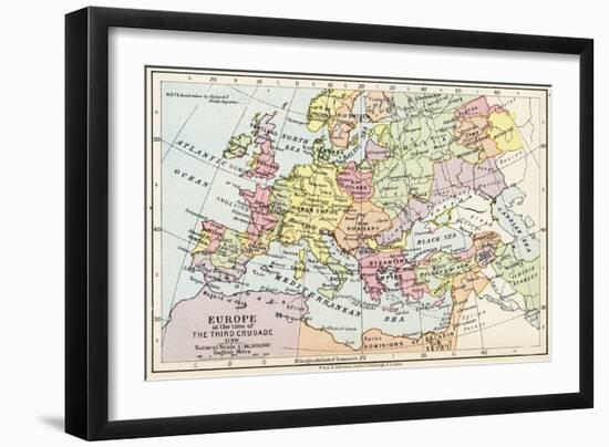 Map of Europe at the Time of the Third Crusade, 1190, from 'Historical Atla-English School-Framed Giclee Print