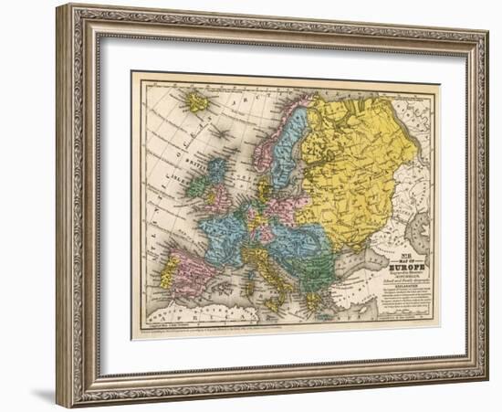 Map of Europe, c.1839-Samuel Augustus Mitchell-Framed Art Print