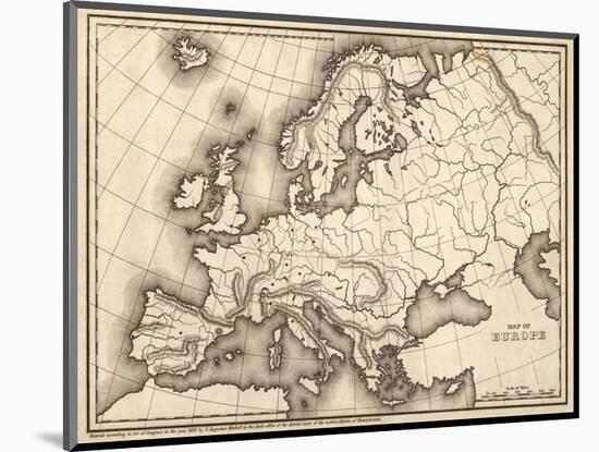 Map of Europe, c.1839-Samuel Augustus Mitchell-Mounted Art Print