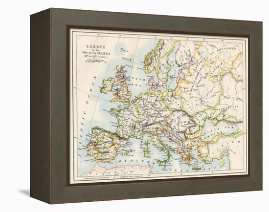 Map of Europe During the Crusades, 1000 to 1200 Ad-null-Framed Premier Image Canvas