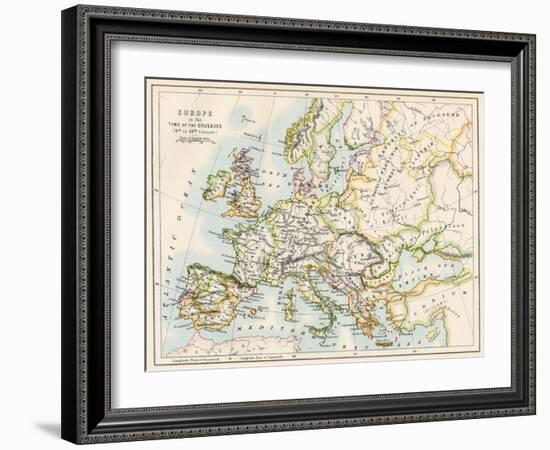 Map of Europe During the Crusades, 1000 to 1200 Ad-null-Framed Giclee Print