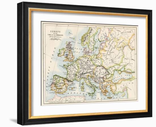 Map of Europe During the Crusades, 1000 to 1200 Ad-null-Framed Giclee Print