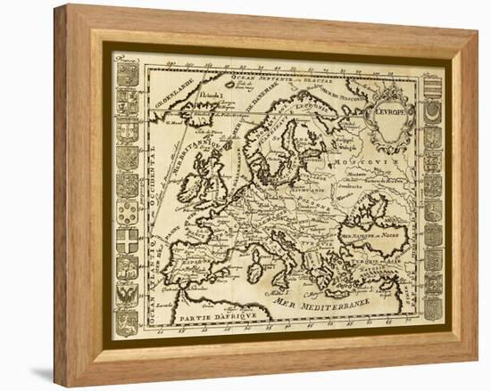 Map Of Europe Framed By National Crests. May Be Dated To The Beginning Of Xviii Sec-marzolino-Framed Stretched Canvas