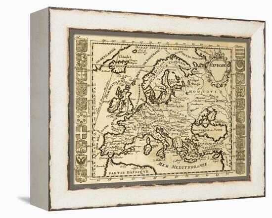 Map Of Europe Framed By National Crests. May Be Dated To The Beginning Of Xviii Sec-marzolino-Framed Stretched Canvas