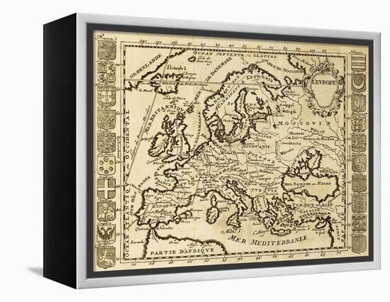 Map Of Europe Framed By National Crests. May Be Dated To The Beginning Of Xviii Sec-marzolino-Framed Stretched Canvas