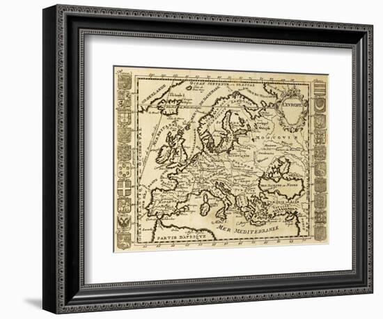 Map Of Europe Framed By National Crests. May Be Dated To The Beginning Of Xviii Sec-marzolino-Framed Art Print