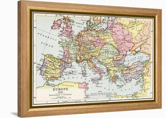 Map of Europe in 1360, from 'Historical Atlas'-null-Framed Premier Image Canvas