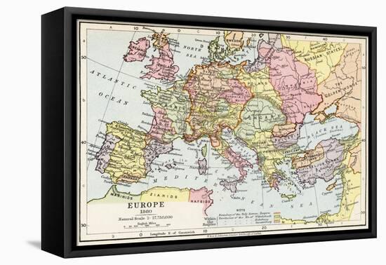 Map of Europe in 1360, from 'Historical Atlas'-null-Framed Premier Image Canvas