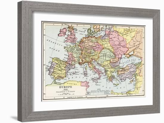 Map of Europe in 1360, from 'Historical Atlas'-null-Framed Giclee Print