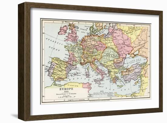 Map of Europe in 1360, from 'Historical Atlas'-null-Framed Giclee Print