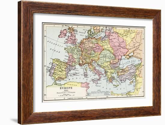 Map of Europe in 1360, from 'Historical Atlas'-null-Framed Giclee Print