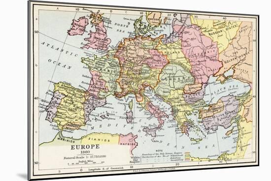 Map of Europe in 1360, from 'Historical Atlas'-null-Mounted Giclee Print