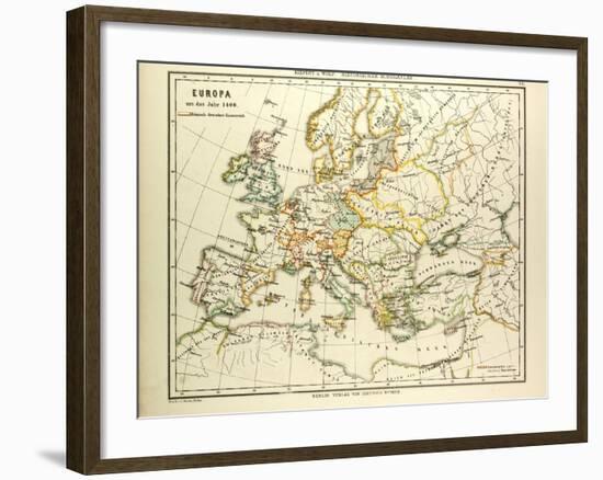 Map of Europe in 1400-null-Framed Giclee Print