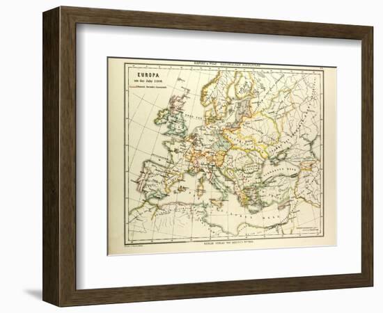 Map of Europe in 1400-null-Framed Giclee Print