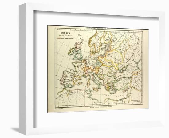 Map of Europe in 1400-null-Framed Giclee Print